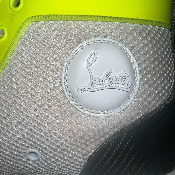 Christian Louboutin White, Neon Yellow & Black High-Top Sneakers main image 6